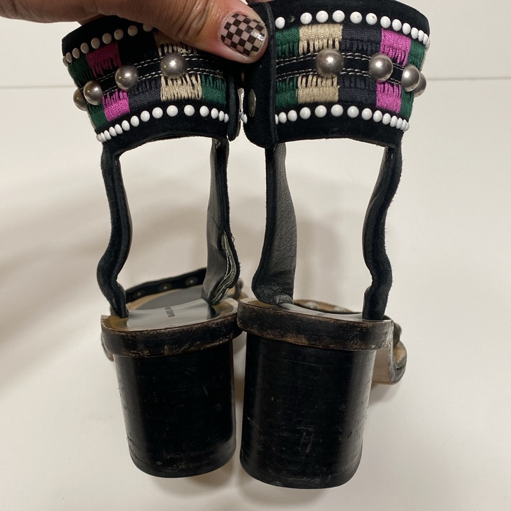Isabel Marant Joss Embroidered Black Heel Sandals - Picture 13 of 17